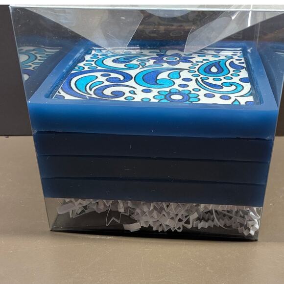 Kee Concept & Design Coasters New Square Set 4 Blue White Paisley Floral Print - Picture 3 of 3